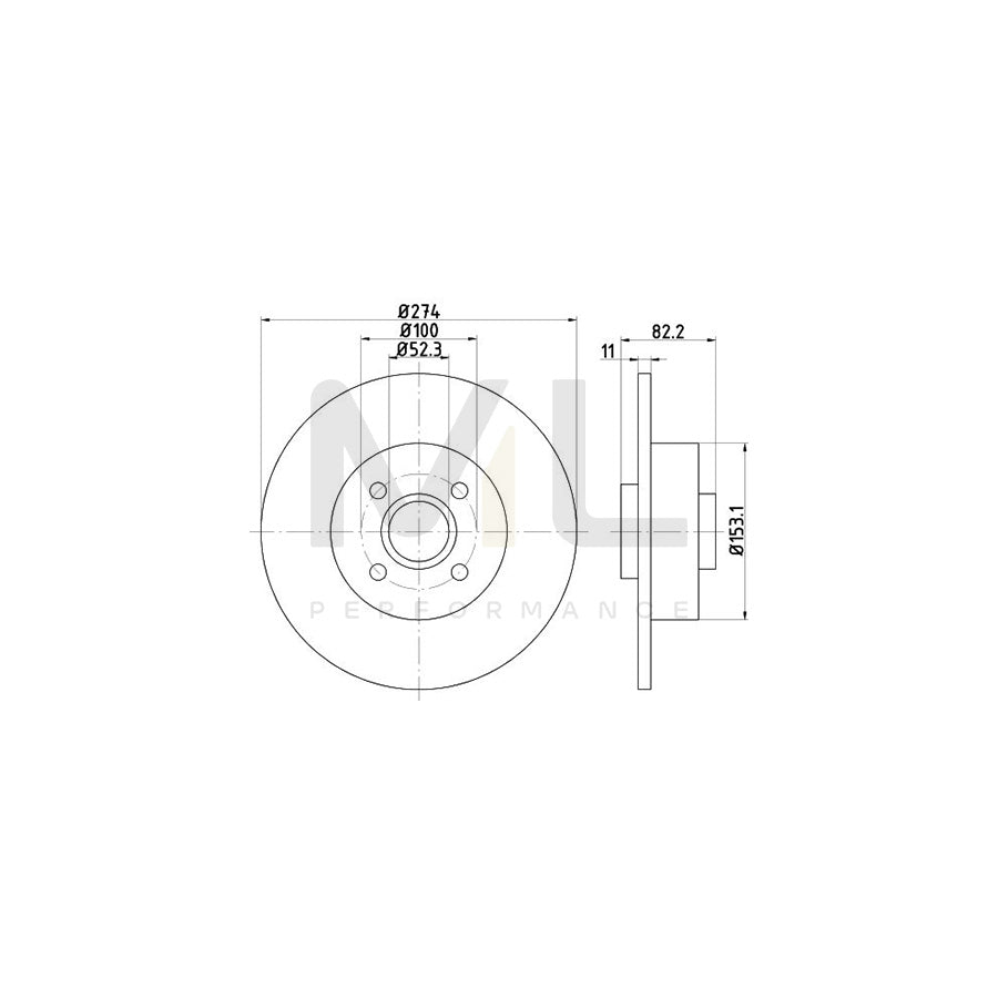 HELLA PRO 8DD 355 112-211 Brake Disc Solid, Coated, with ABS sensor ring, with wheel bearing | ML Performance Car Parts