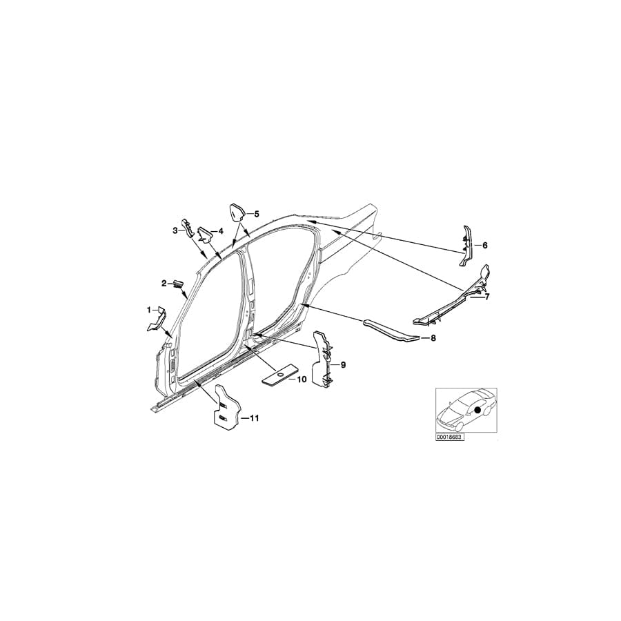 Genuine BMW 41218208271 E46 Molded Part Windshield Panel Lateral (Inc. 325i, 330xd & 330xi) | ML Performance UK Car Parts