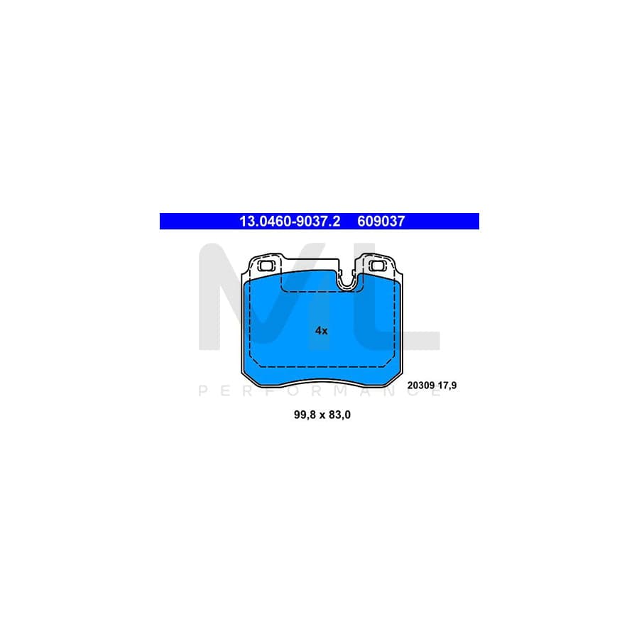 ATE 13.0460-9037.2 Brake pad set excl. wear warning contact, prepared for wear indicator | ML Performance Car Parts