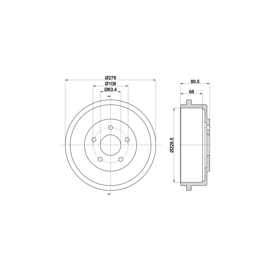 Hella 8DT 355 300-431 Brake Drum