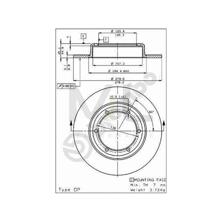 BREMBO 08.3030.10 Brake Disc Solid | ML Performance Car Parts