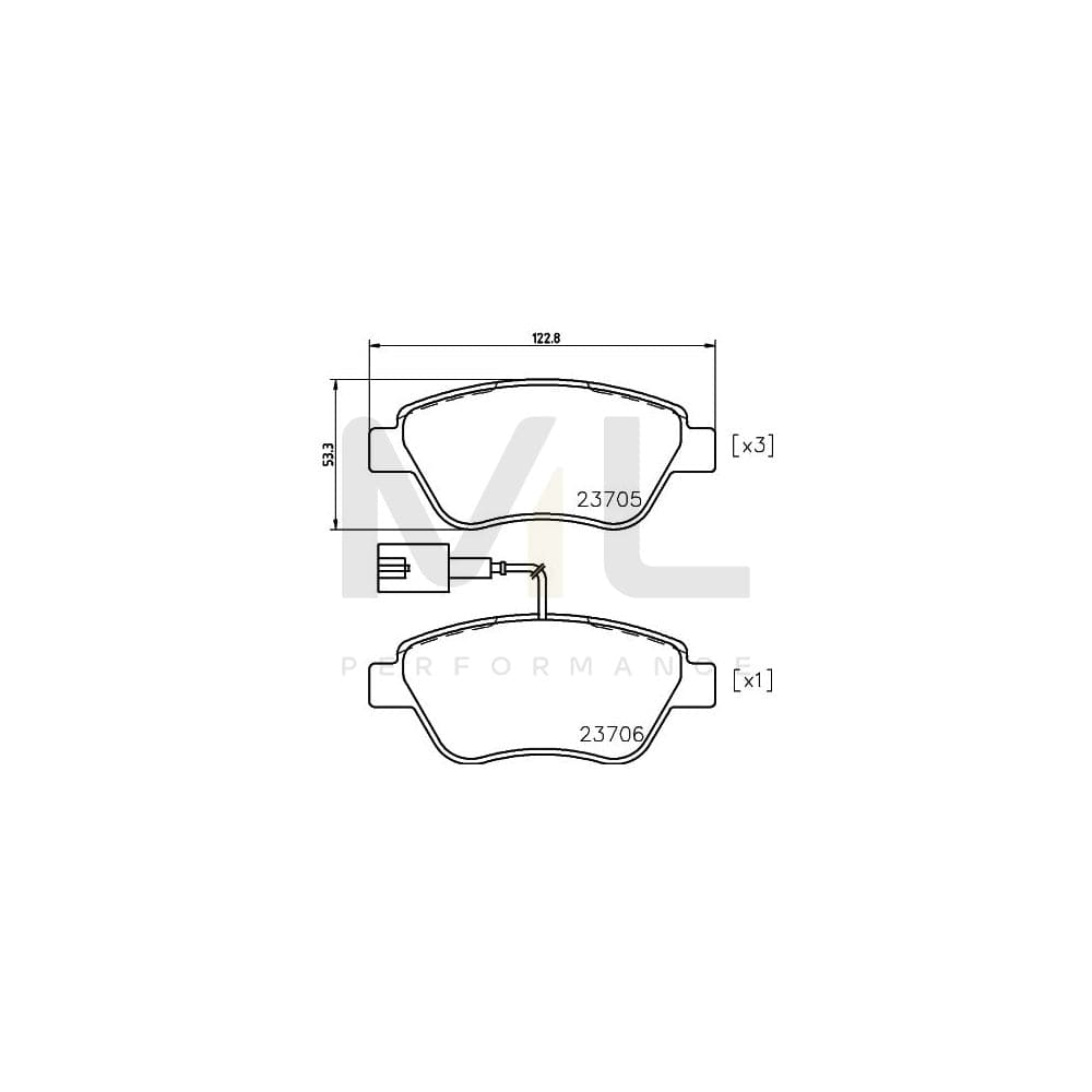 Hella 8DB 355 018-821 Brake Pad Set With Integrated Wear Warning Contact, With Brake Caliper Screws, With Accessories | ML Performance Car Parts