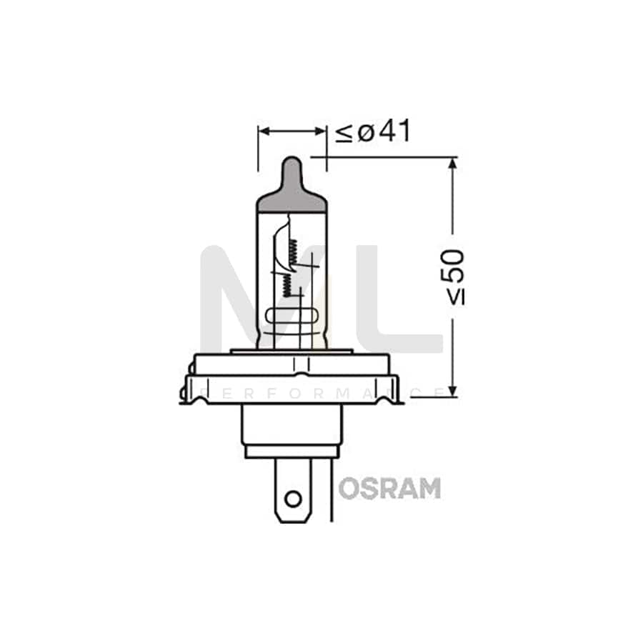 OSRAM ORIGINAL 64183-01B Bulb, spotlight R2 (Bilux) 12V 45/40W P45t 3200K Halogen | ML Performance Car Parts