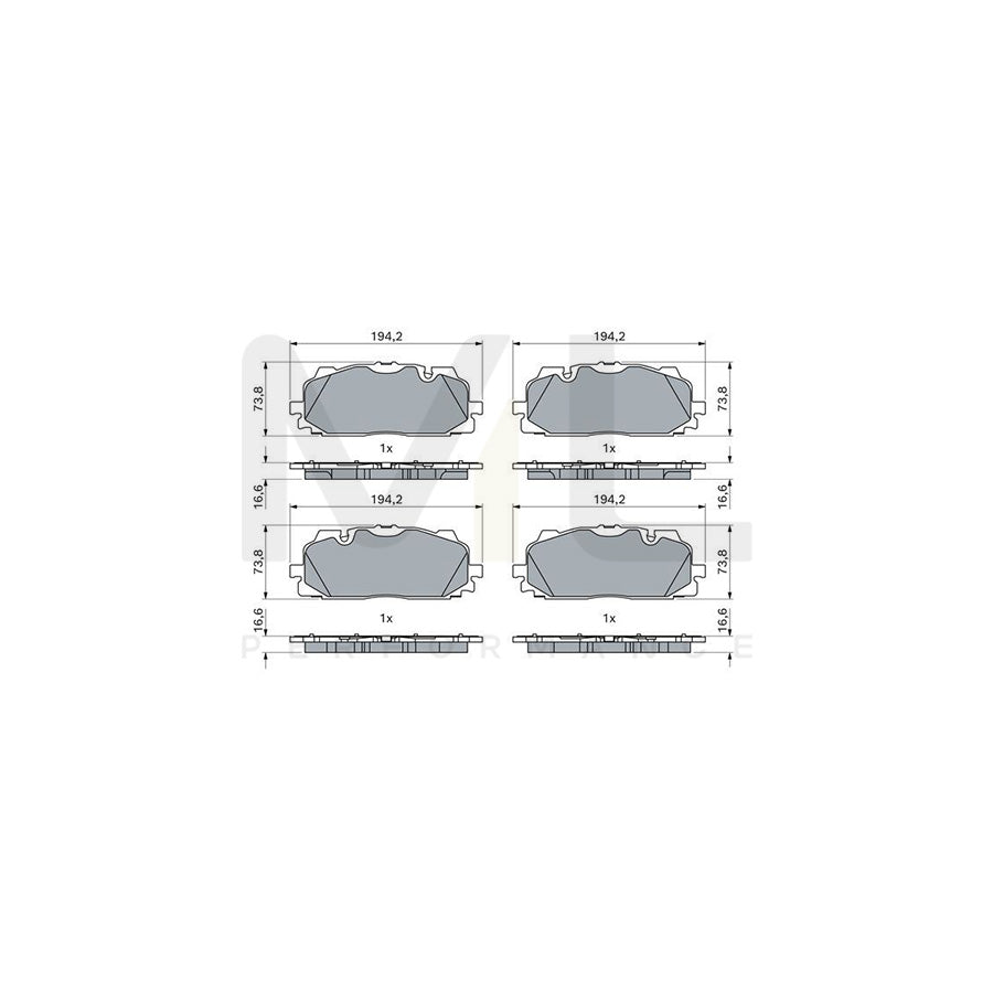 Bosch 0986424945 Brake Pad Set For Bentley Bentayga (4V1) With Anti-Squeak Plate, With Mounting Manual BP2563 | ML Performance Car Parts