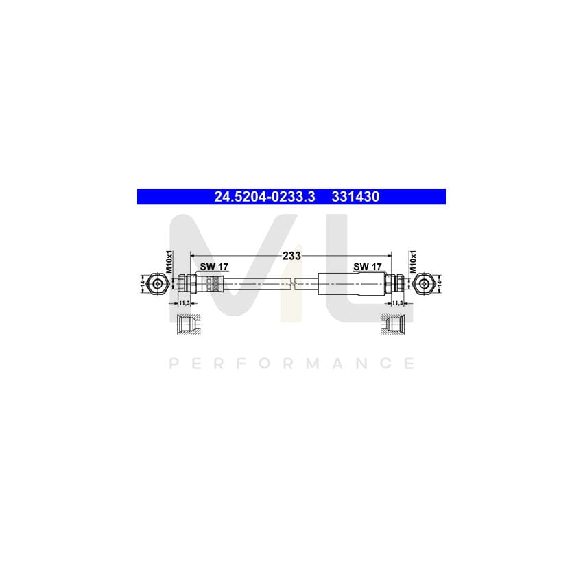 ATE 24.5204-0233.3 Brake Hose 233mm | ML Performance Car Parts