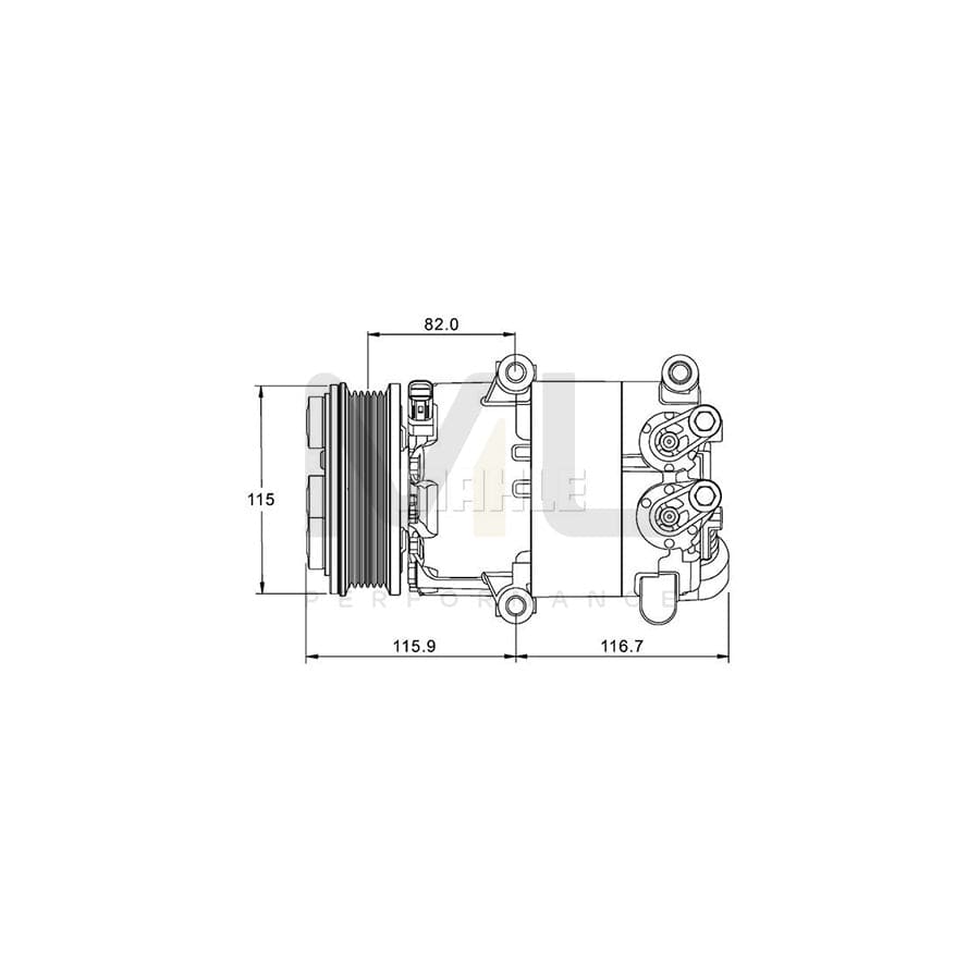 MAHLE ORIGINAL ACP 1332 000P Compressor, air conditioning for FORD MONDEO PAG 46 YF, Refrigerant: R 1234yf, R 134a, with seal ring, without oil drain plug | ML Performance Car Parts