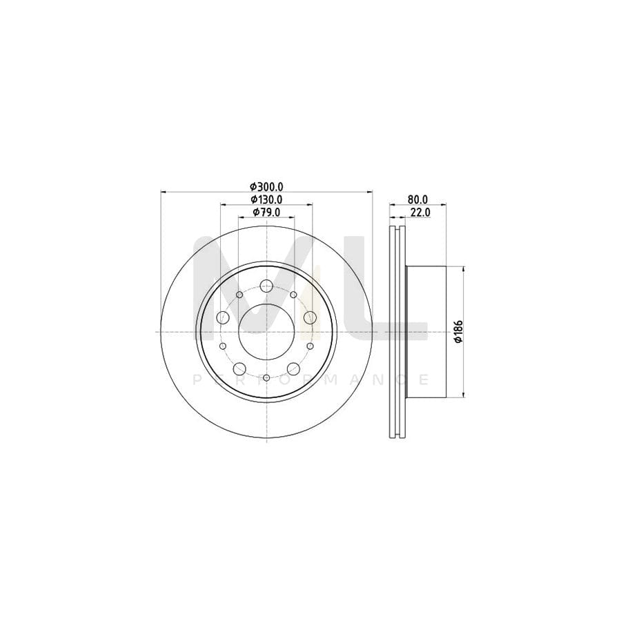 HELLA 8DD 355 125-291 Brake Disc Externally Vented, Coated, without wheel hub, without wheel studs | ML Performance Car Parts