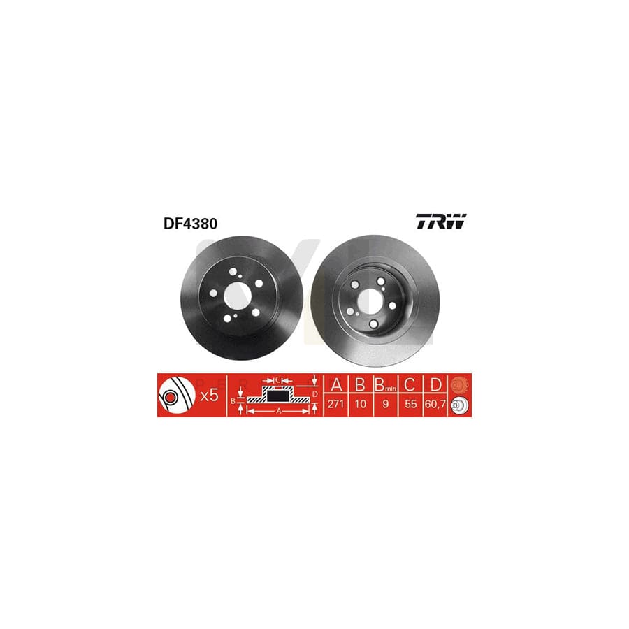 TRW DF4380 Brake Disc for TOYOTA AVENSIS Solid, Painted | ML Performance Car Parts