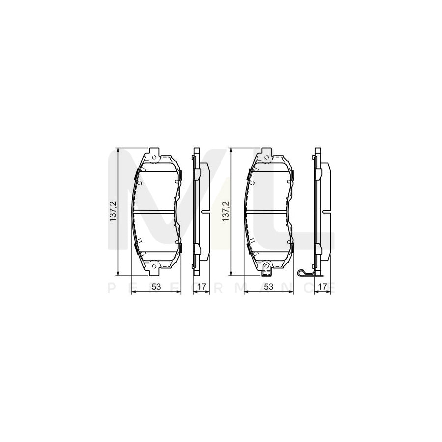 Bosch 0986494337 Brake Pad Set With Acoustic Wear Warning, With Anti-Squeak Plate, With Mounting Manual BP1227 | ML Performance Car Parts