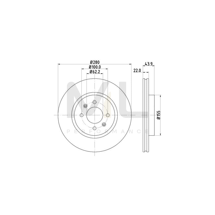 HELLA PRO 8DD 355 118-251 Brake Disc for KIA RIO Internally Vented, Coated, without wheel hub, without wheel studs | ML Performance Car Parts