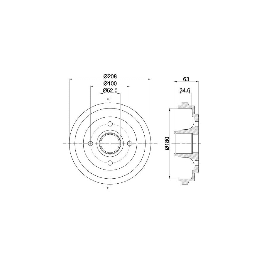 Hella 8DT 355 300-381 Brake Drum