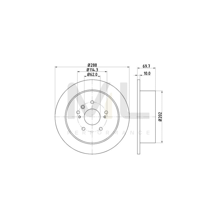 HELLA PRO 8DD 355 114-991 Brake Disc Solid, Coated, without wheel hub, without wheel studs | ML Performance Car Parts