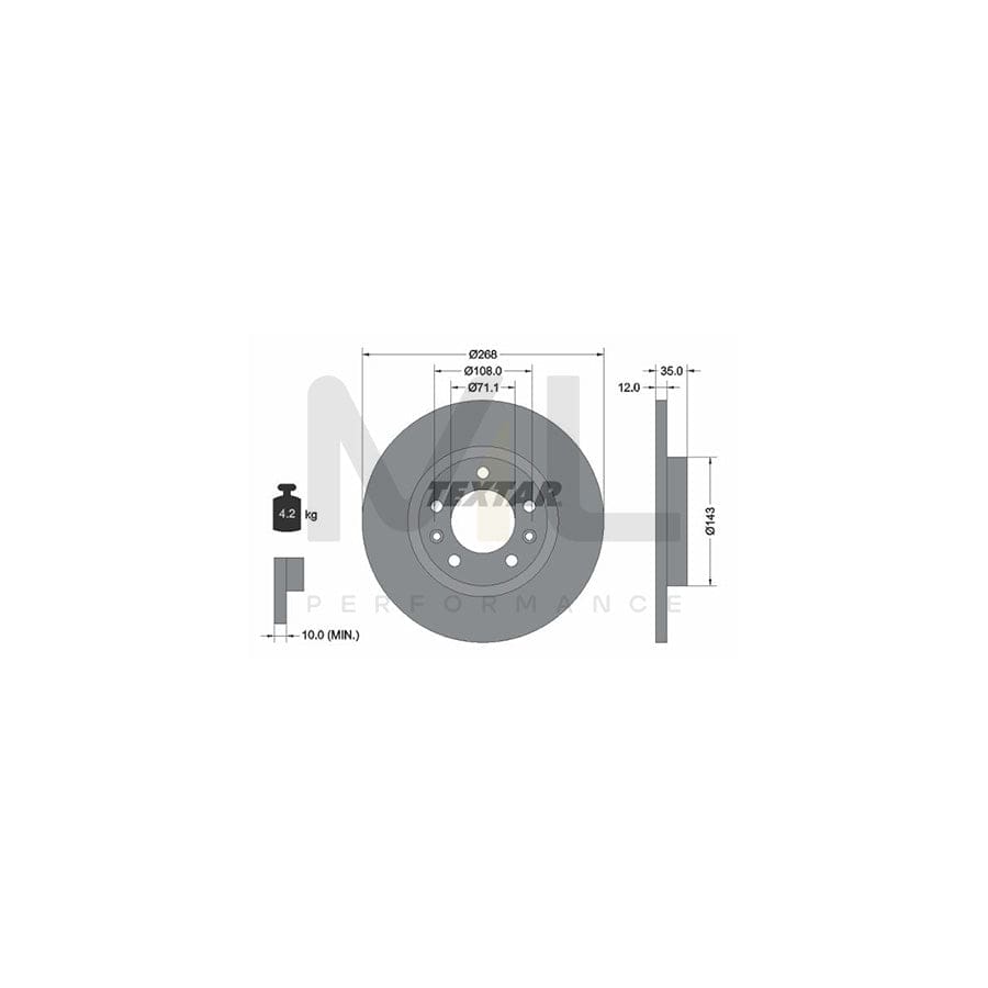 TEXTAR PRO 92268003 Brake Disc Solid, Coated, without wheel hub, without wheel studs | ML Performance Car Parts