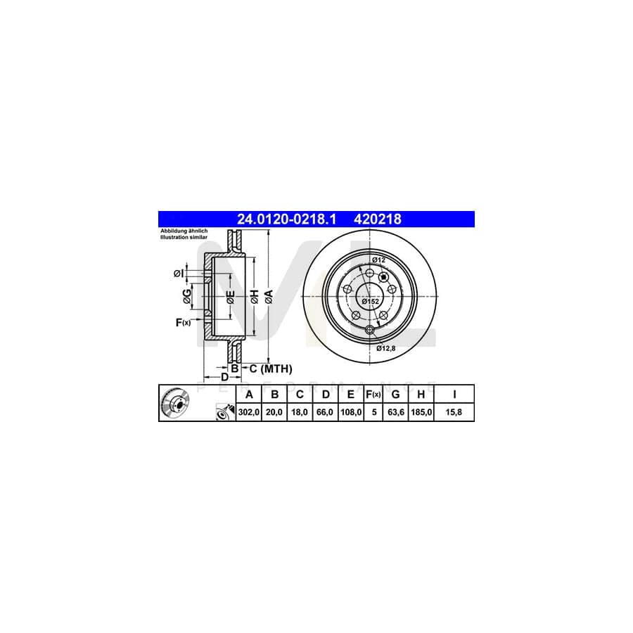 ATE 24.0120-0218.1 Brake Disc for LAND ROVER Freelander 2 Off-Road (L359) Vented, Coated | ML Performance Car Parts