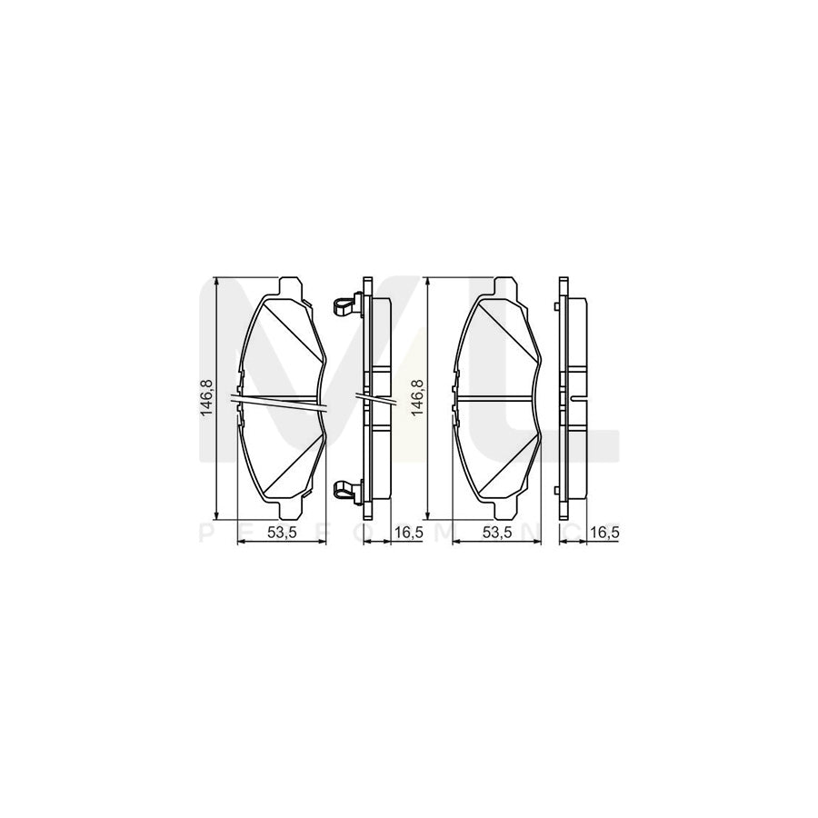 Bosch 0986494326 Brake Pad Set For Toyota Hilux Vii Pickup With Acoustic Wear Warning BP1216 | ML Performance Car Parts