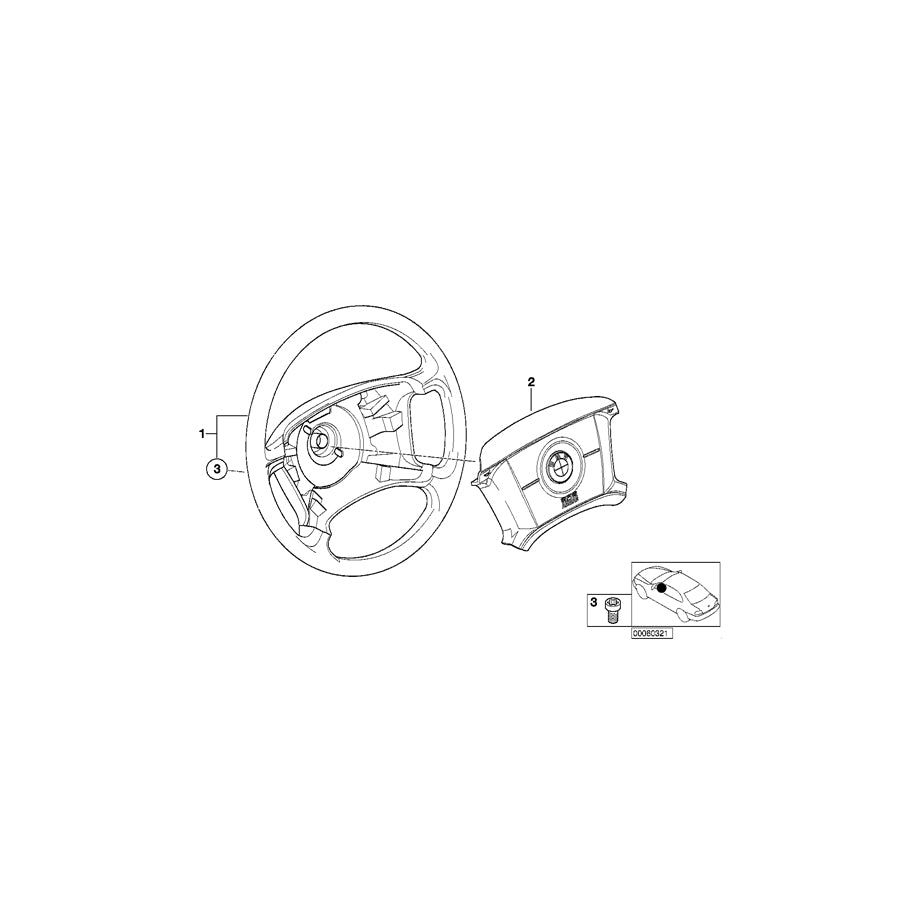 Genuine BMW 32346753946 E46 Steering Wheel,Foam Plastic Airbag (Inc. 318i, 316i 1.6 & 316i 1.9) | ML Performance UK