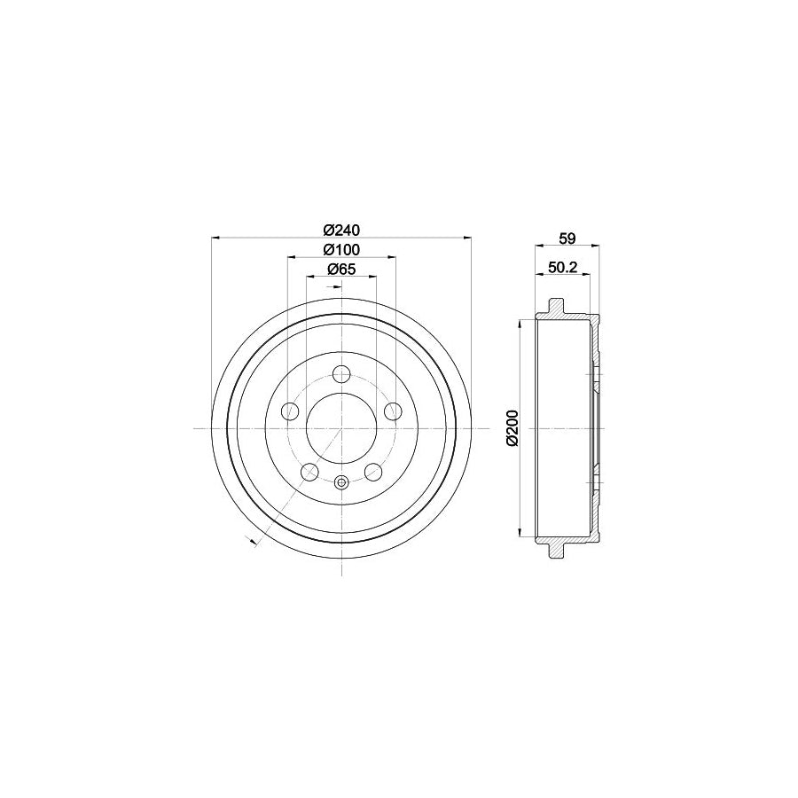 Hella 8DT 355 300-371 Brake Drum