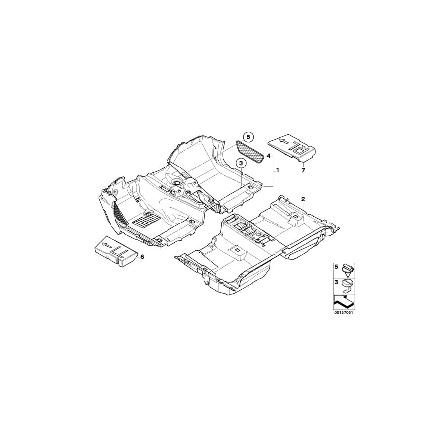 Genuine BMW 51473417265 E83 E83 Floor Covering Rear GRAU (Inc. X3 1.8d, X3 3.0si & X3 3.0i) | ML Performance UK Car Parts