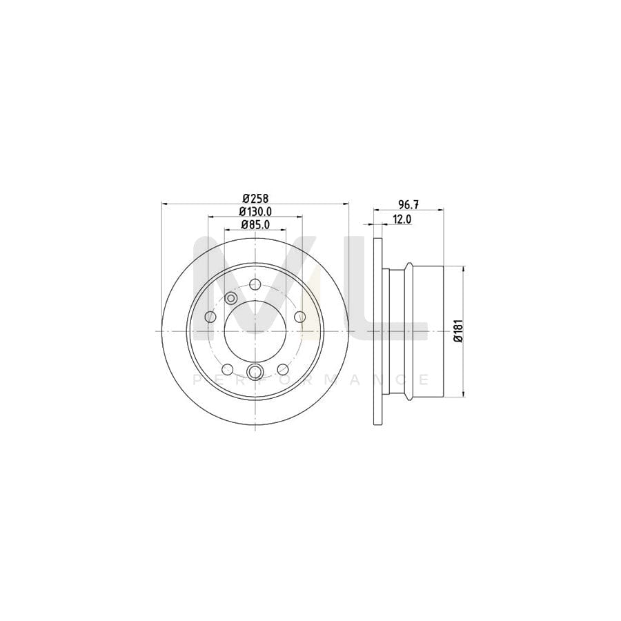 HELLA PRO High Carbon 8DD 355 128-401 Brake Disc Solid, Coated, High-carbon, without wheel hub, without wheel studs | ML Performance Car Parts