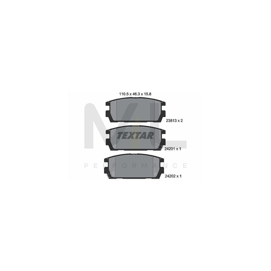 TEXTAR 2381301 Brake pad set for HYUNDAI TERRACAN with acoustic wear warning | ML Performance Car Parts