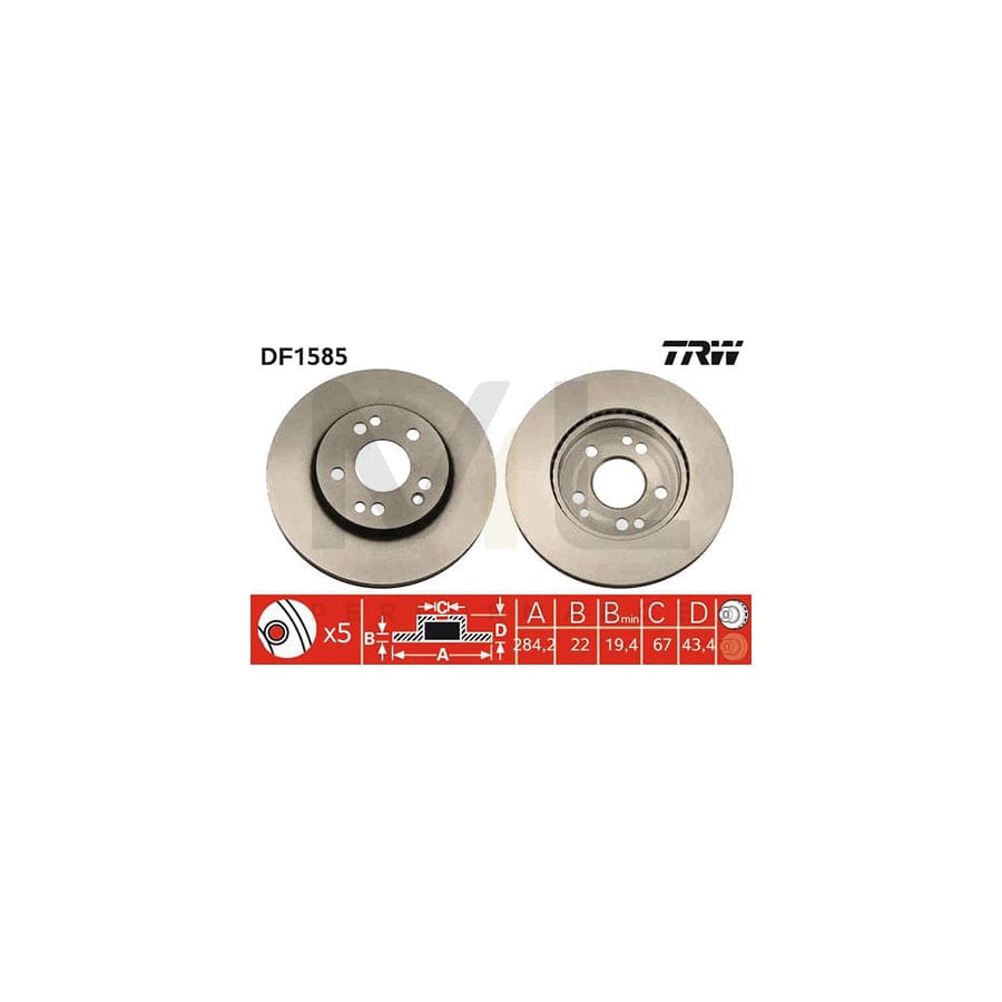 TRW DF1585 Brake Disc Vented, Painted | ML Performance Car Parts