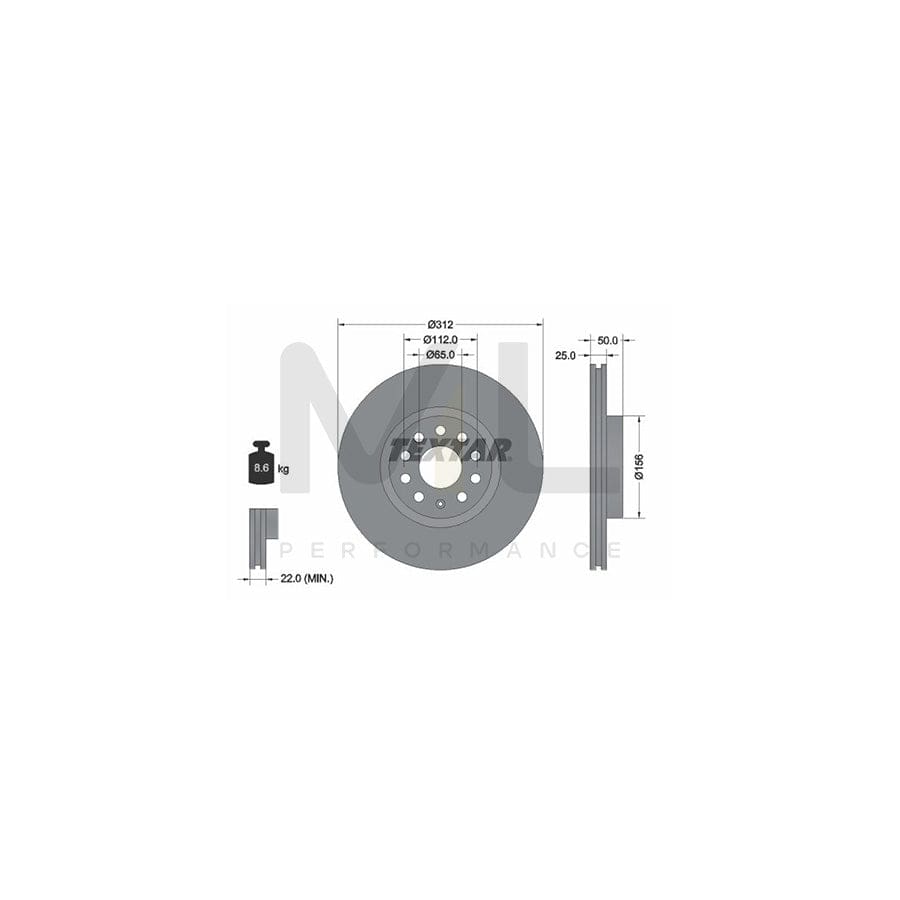 TEXTAR PRO 92120503 Brake Disc Internally Vented, Coated, without wheel hub, without wheel studs | ML Performance Car Parts