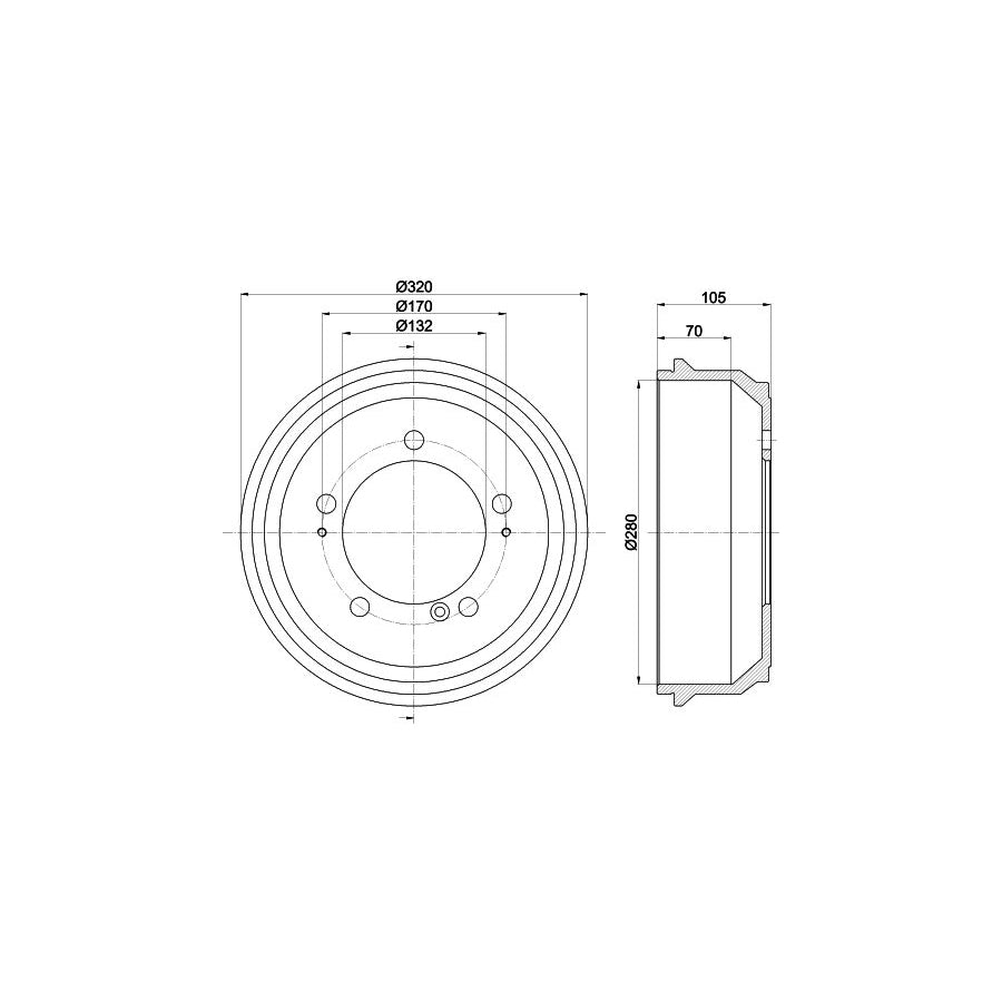 Hella 8DT 355 300-631 Brake Drum