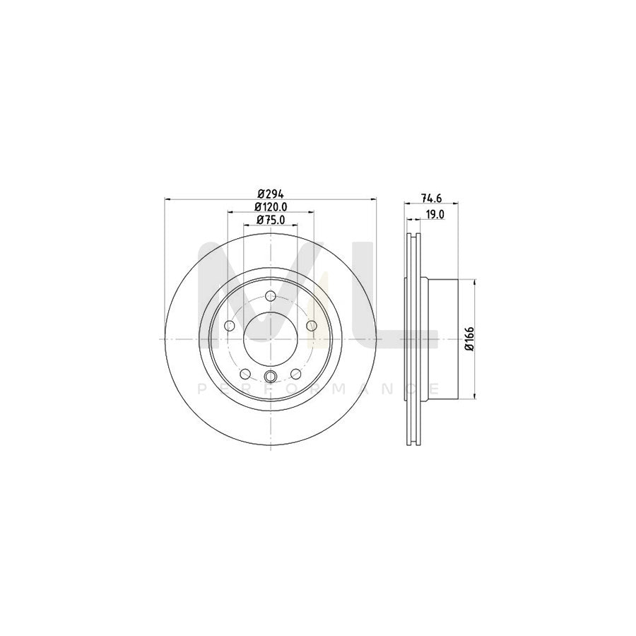 HELLA PRO High Carbon 8DD 355 128-511 Brake Disc Externally Vented, Coated, High-carbon, without wheel hub, without wheel studs | ML Performance Car Parts