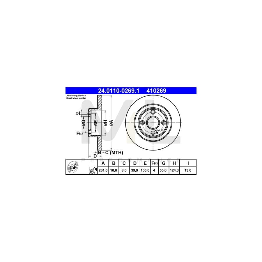 ATE 24.0110-0269.1 Brake Disc for MAZDA 323 Solid, Coated | ML Performance Car Parts