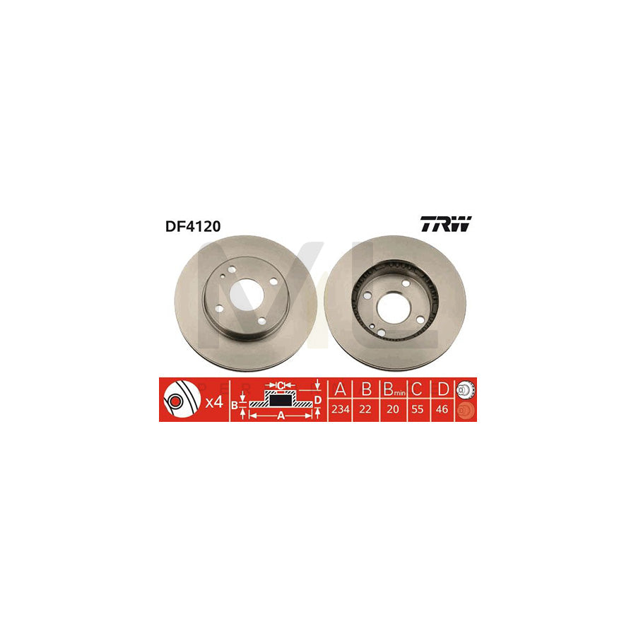 TRW DF4120 Brake Disc for MAZDA 323 Vented | ML Performance Car Parts