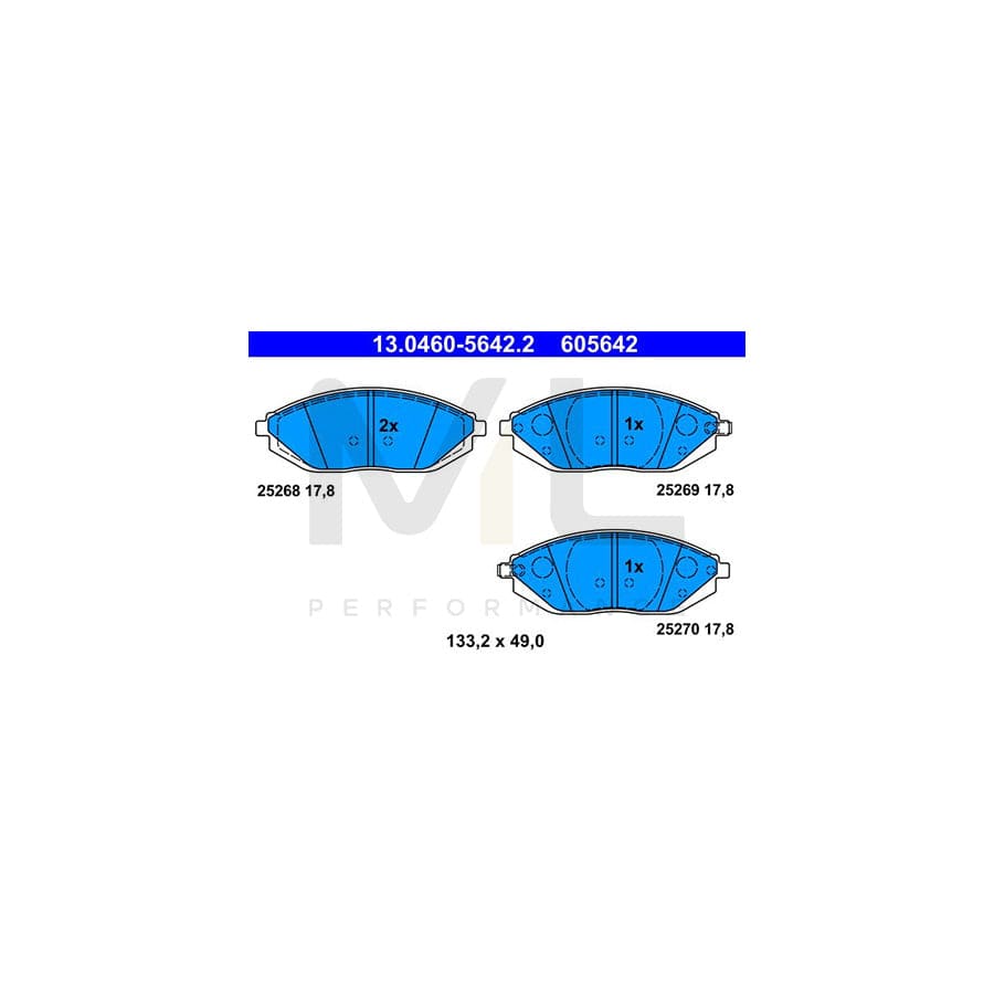 ATE 13.0460-5642.2 Brake pad set for CHEVROLET SPARK with acoustic wear warning | ML Performance Car Parts