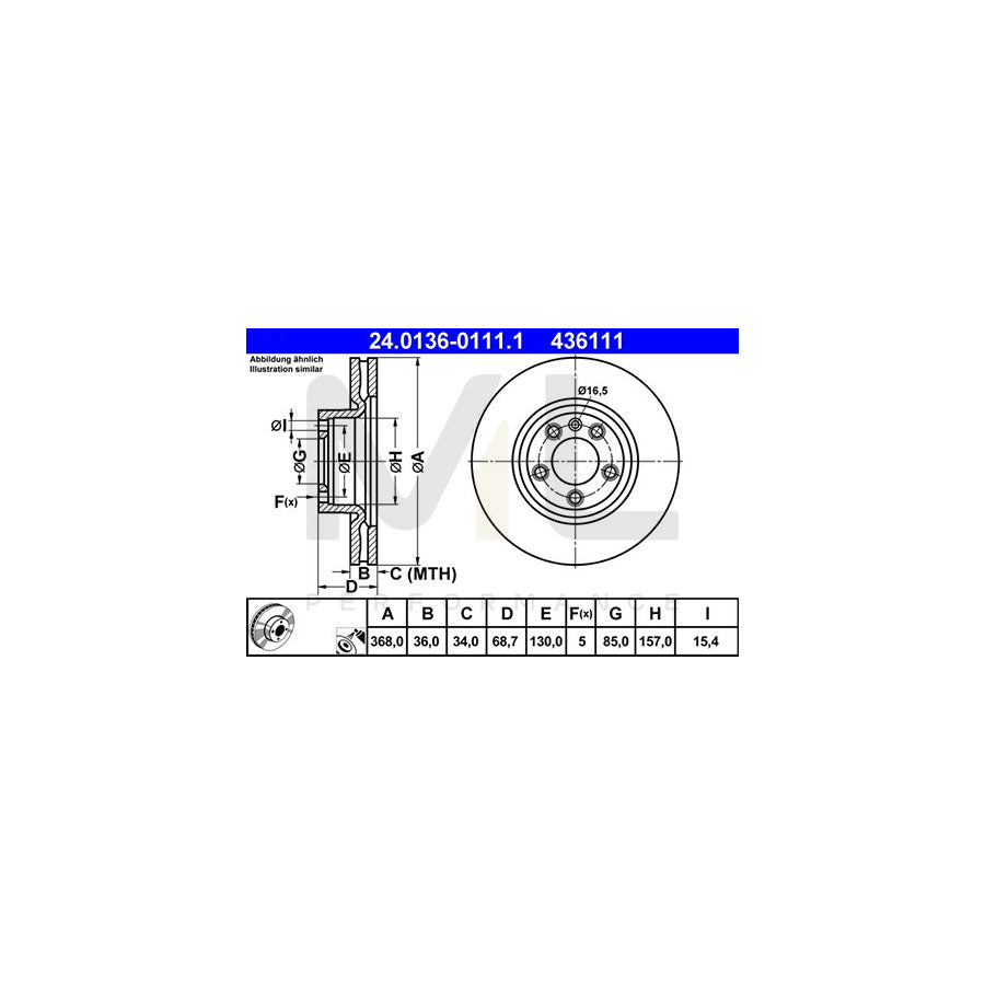 ATE 24.0136-0111.1 Brake Disc Vented, Coated, High-carbon | ML Performance Car Parts