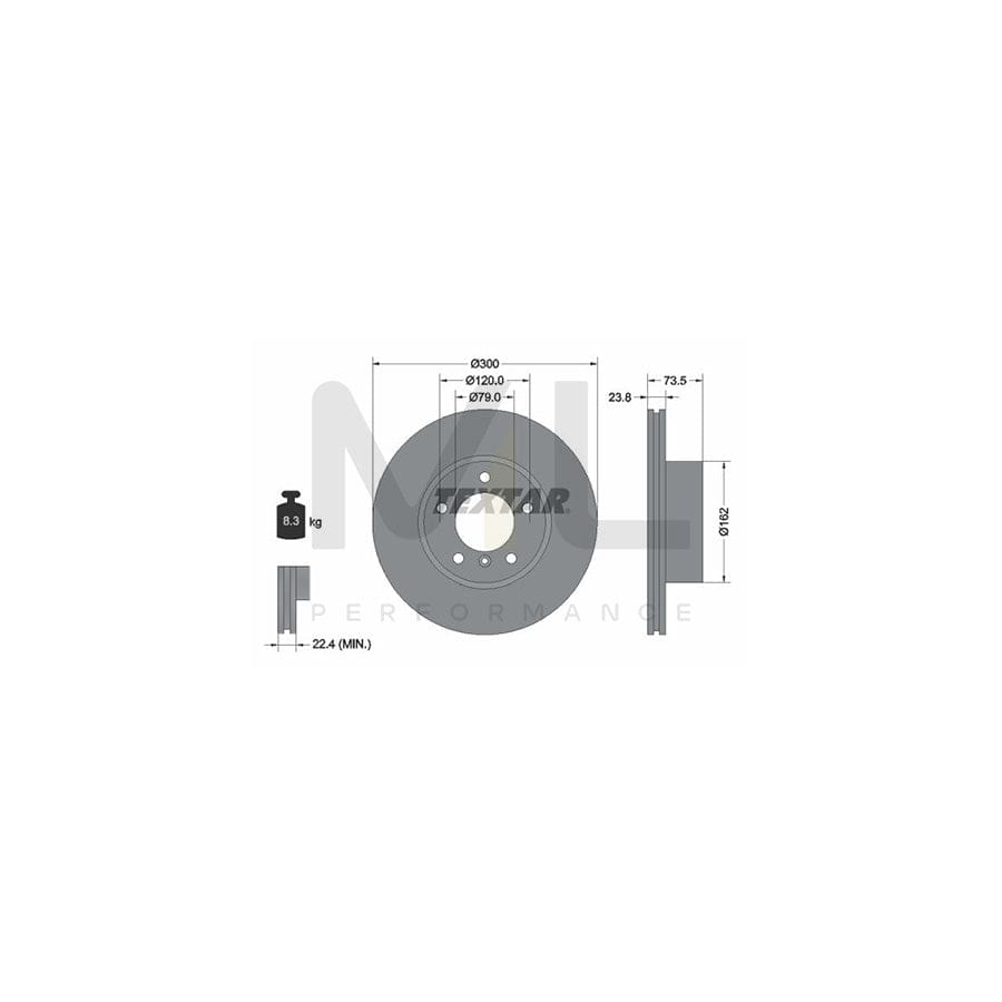 TEXTAR PRO 92137703 Brake Disc for BMW 3 Touring (E91) Internally Vented, Coated, without wheel hub, without wheel studs | ML Performance Car Parts