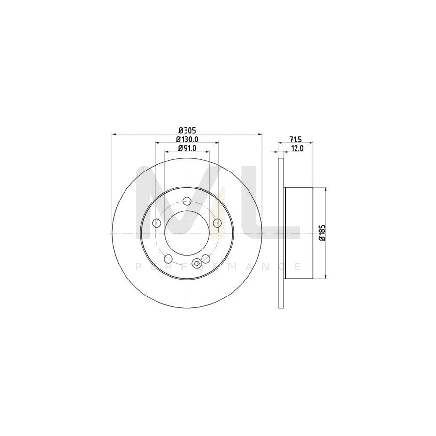 HELLA 8DD 355 117-141 Brake Disc Solid, without wheel hub, without wheel studs | ML Performance Car Parts