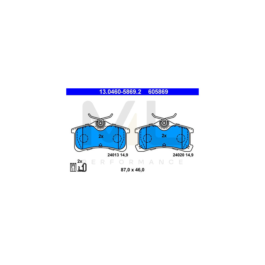 ATE 13.0460-5869.2 Brake pad set with acoustic wear warning | ML Performance Car Parts