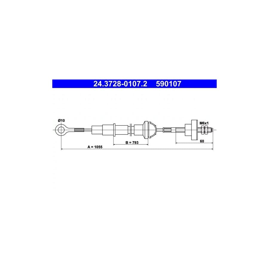 ATE 24.3728-0107.2 Clutch Cable