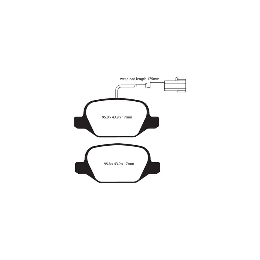 EBC PD03KR025 Alfa Romeo MiTo Yellowstuff Rear Brake Pad & Plain Disc Kit - TRW Caliper 2 | ML Performance UK Car Parts