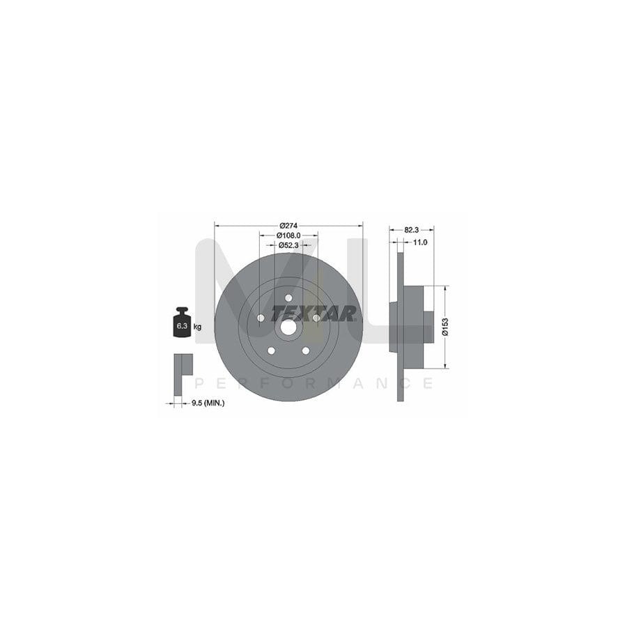 TEXTAR 92119100 Brake Disc for RENAULT LAGUNA Solid, with wheel hub, without wheel bearing, without wheel studs | ML Performance Car Parts