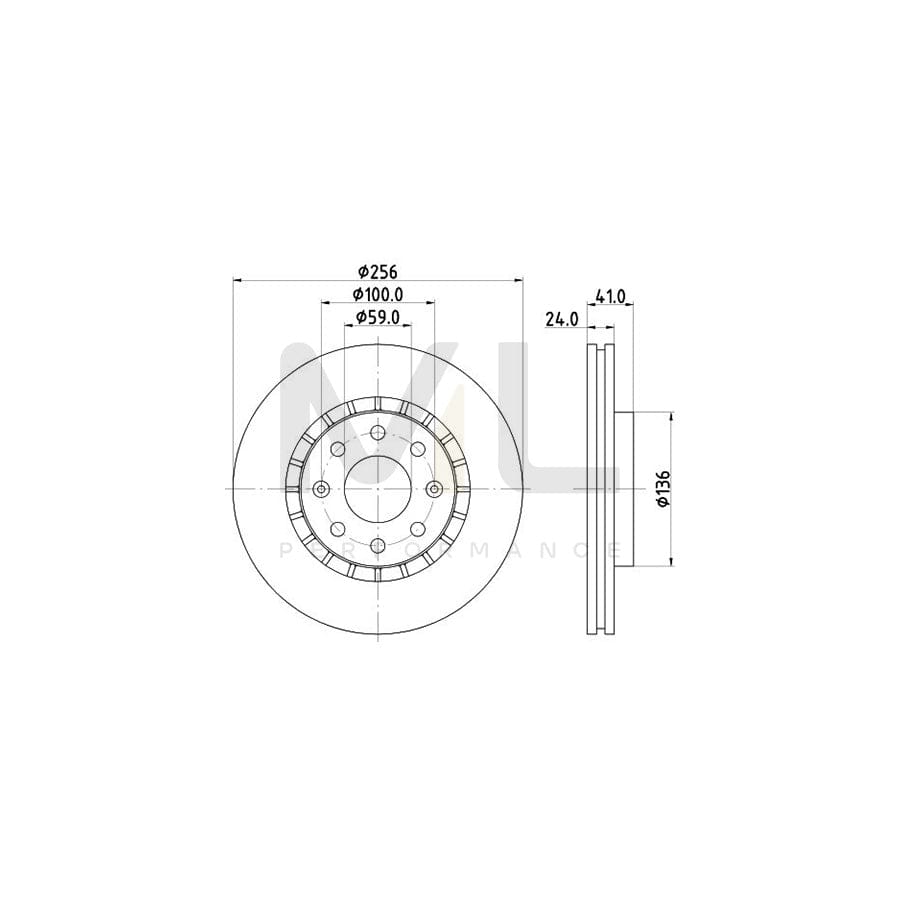 HELLA 8DD 355 134-251 Brake Disc for CHEVROLET AVEO Externally Vented, Coated, without wheel studs | ML Performance Car Parts