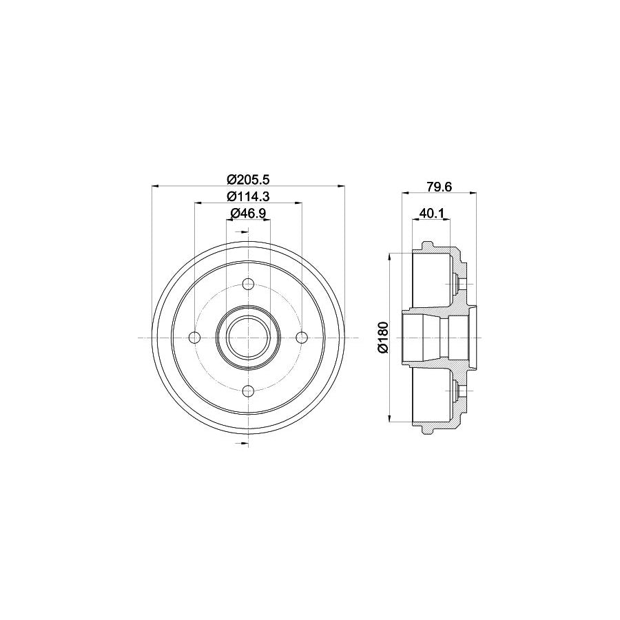 Hella 8DT 355 300-561 Brake Drum