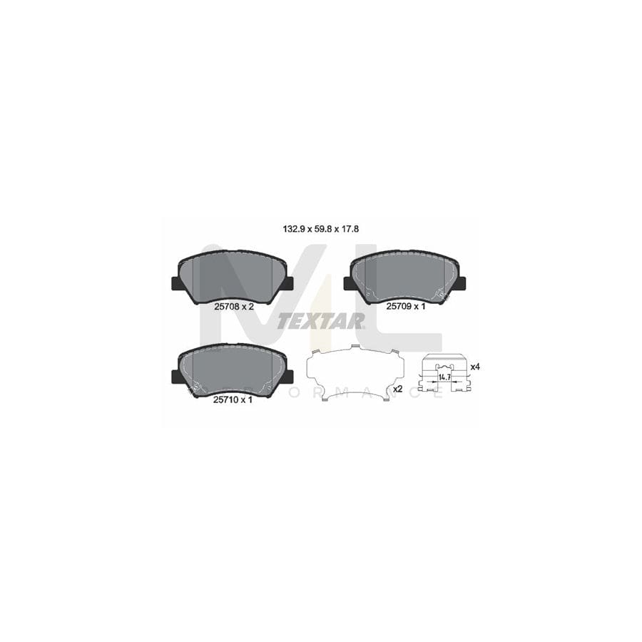 TEXTAR 2570801 Brake pad set with acoustic wear warning, with accessories | ML Performance Car Parts