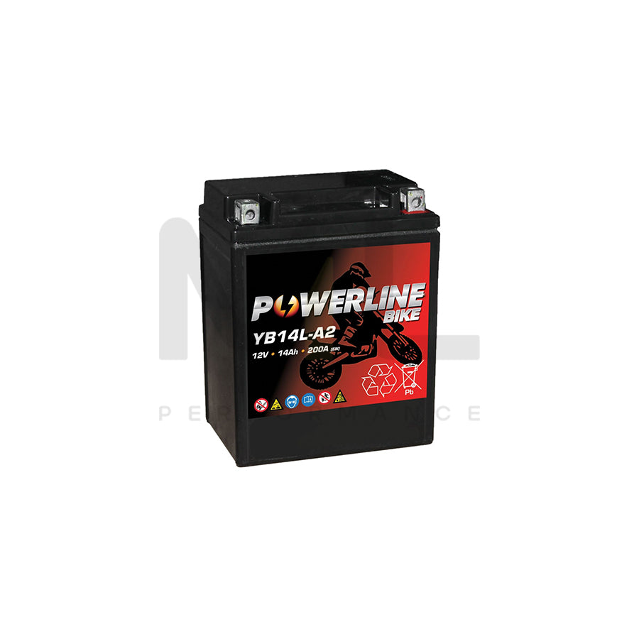 YB14L-A2 AGM Powerline Motorcycle Battery 12V 14Ah YB14LA2-AGM | Car Batteries UK | ML Performance Car Parts