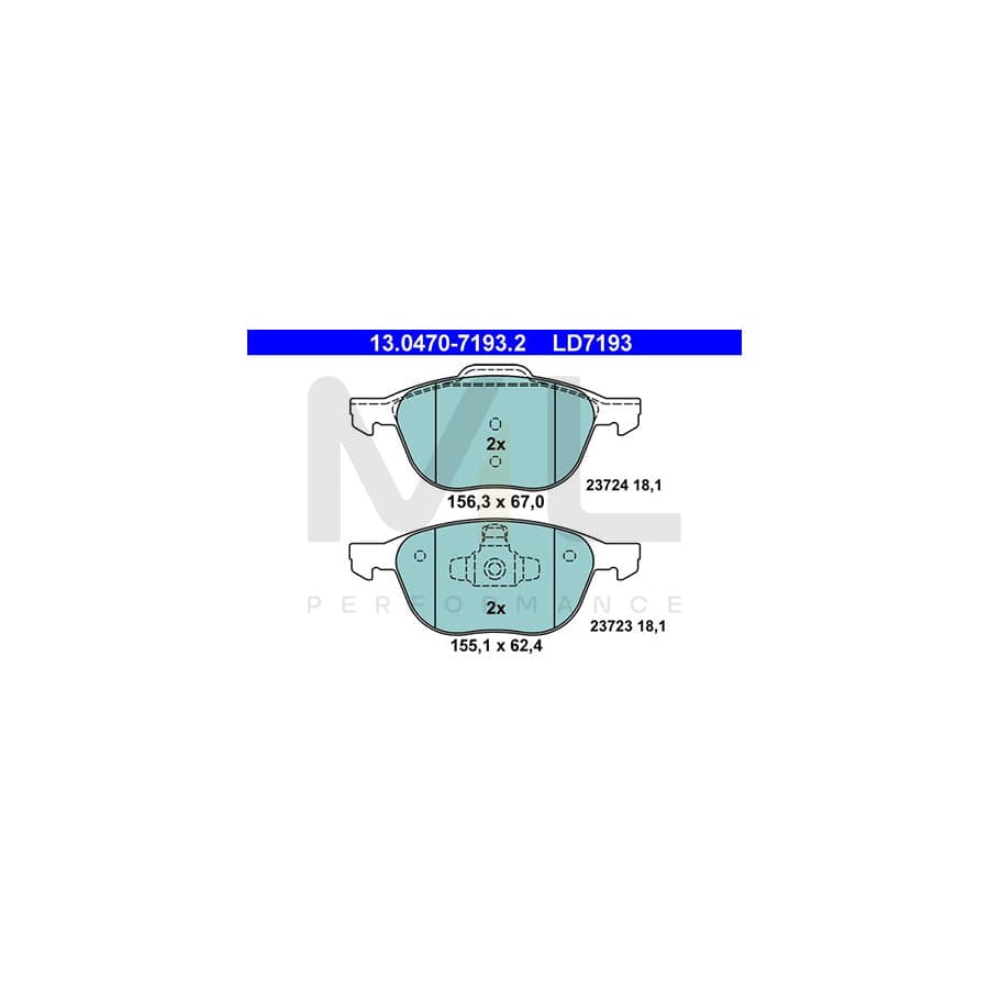 ATE Ceramic 13.0470-7193.2 Brake pad set excl. wear warning contact, not prepared for wear indicator | ML Performance Car Parts