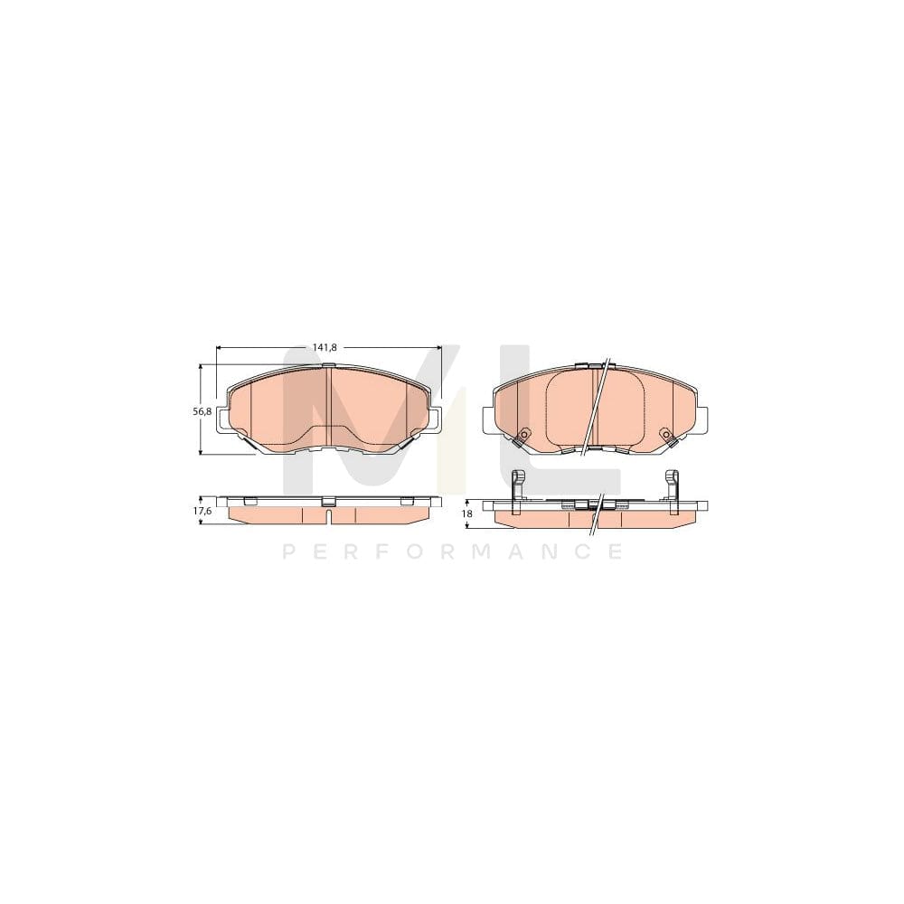 TRW Gdb3627 Brake Pad Set For Honda Cr-V Ii (Rd) With Acoustic Wear Warning | ML Performance Car Parts