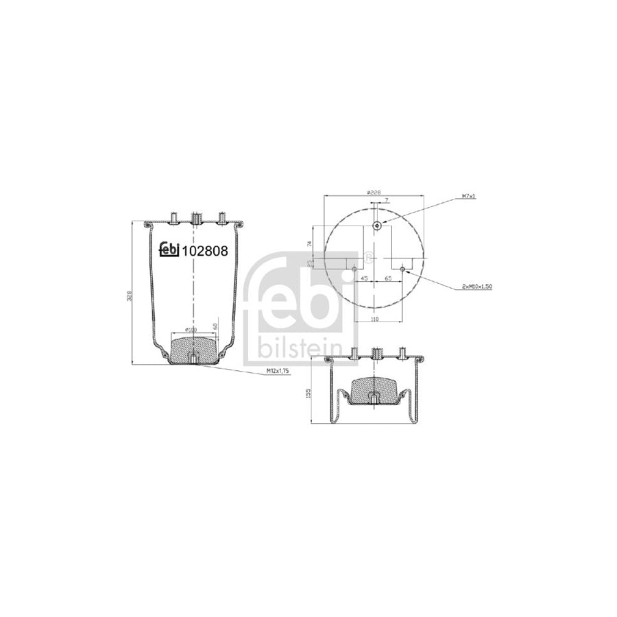 Febi Bilstein 102808 Boot, Air Suspension For Iveco Daily