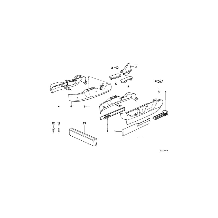 Genuine BMW 52101950186 E32 Covering Seat Rail Right SCHWARZ (Inc. 740i, 735i & 730i) | ML Performance UK Car Parts