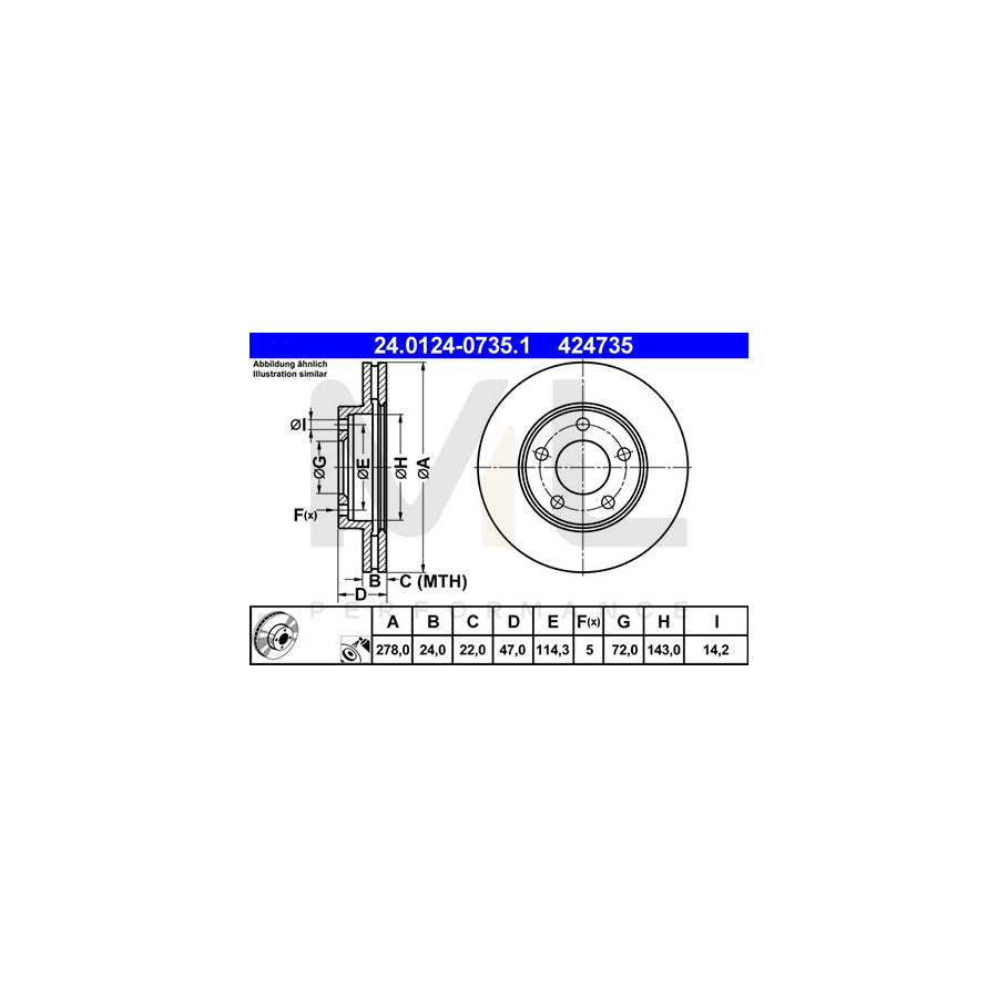 ATE 24.0124-0735.1 Brake Disc Vented, Coated | ML Performance Car Parts