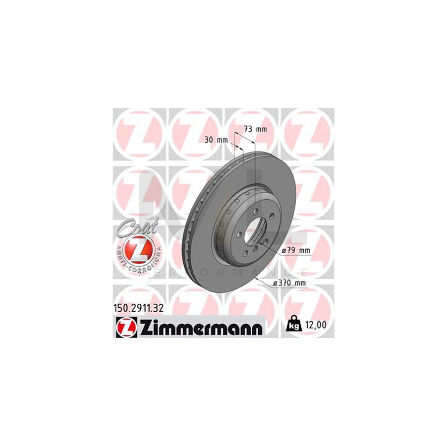 ZIMMERMANN FORMULA F COAT Z 150.2911.32 Brake Disc Internally Vented, Two-piece brake disc, Coated, High-carbon | ML Performance Car Parts