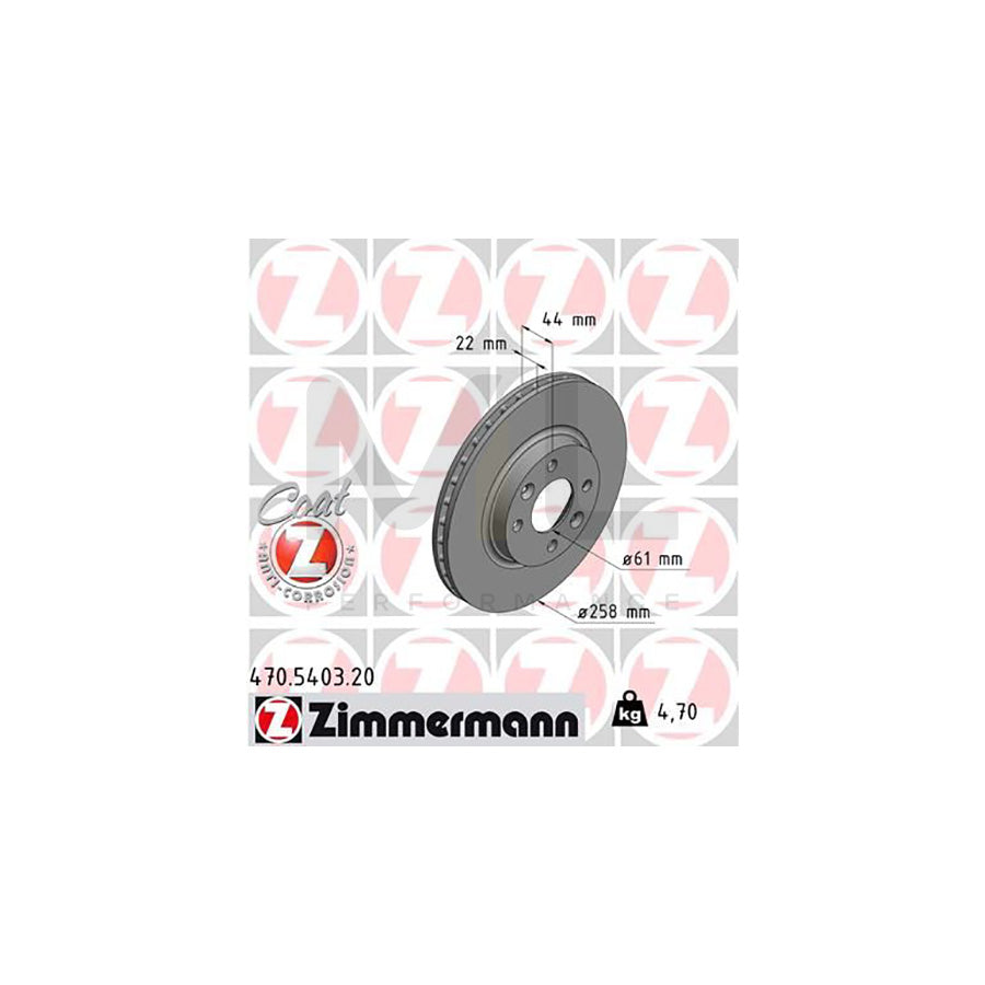 ZIMMERMANN COAT Z 470.5403.20 Brake Disc Internally Vented, Coated | ML Performance Car Parts