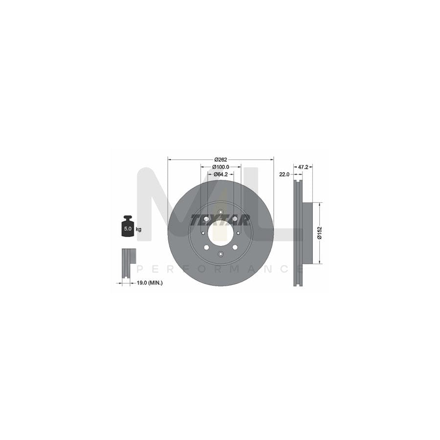 TEXTAR 92070600 Brake Disc Internally Vented, without wheel hub, without wheel studs | ML Performance Car Parts